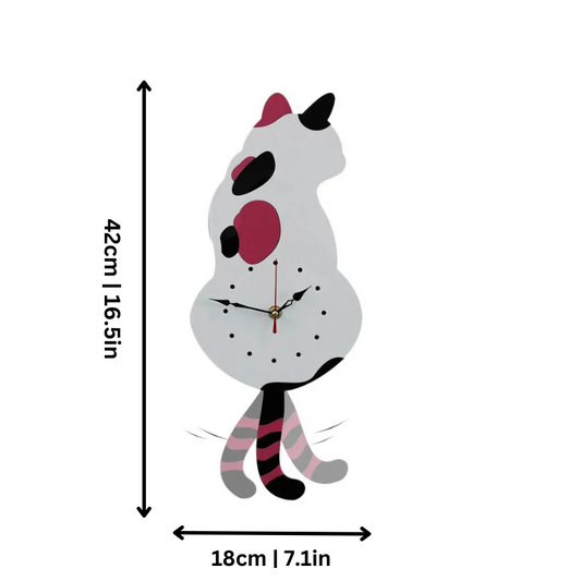 Felineau Horloge à Queue Remuante - Pendule Animalière Décorative