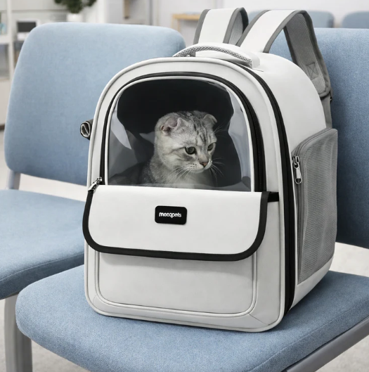 Sac de transport pour chat respirant en forme de capsule transparente
