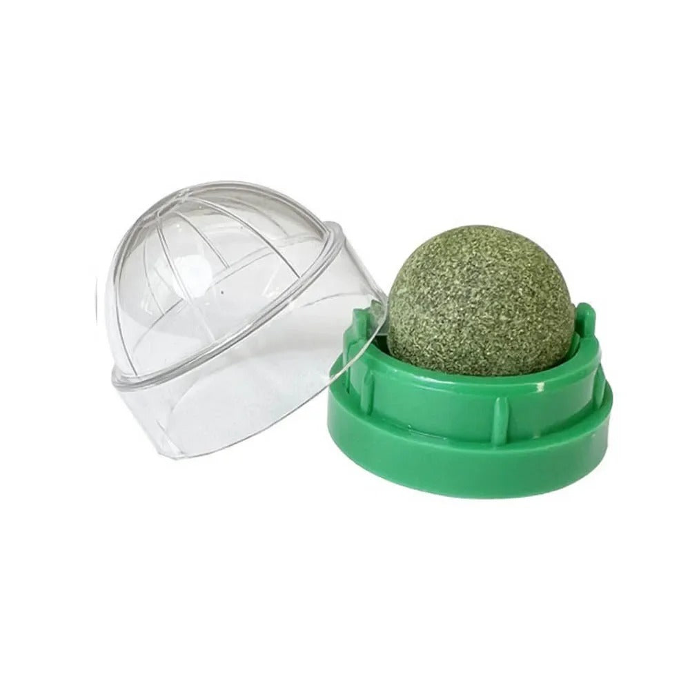 Felineau Balles d'Herbe à Chat Premium — Lot de 4 Adhésives Rotatives