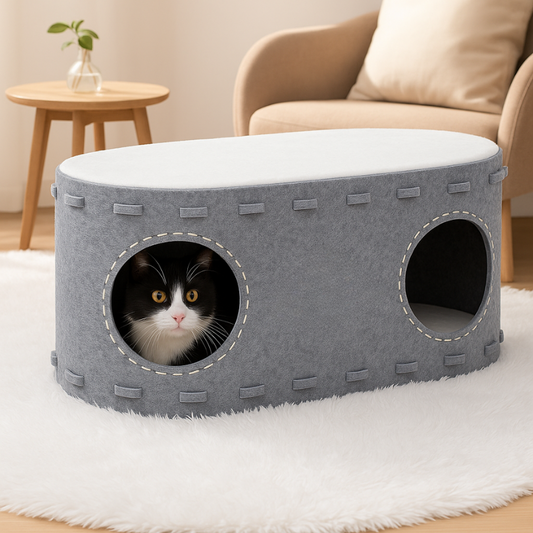 Felineau Lit Dôme Douillet pour Chat - Nid Cosy & Chaud