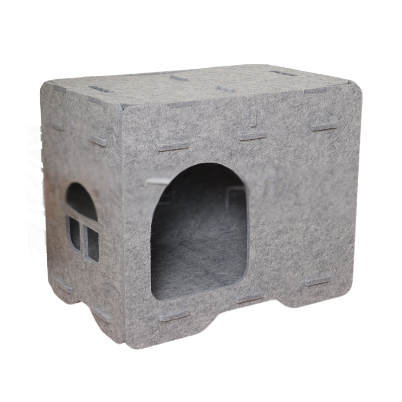 Felineau Cube Douillet en Feutre pour Chat - Nid Modulable