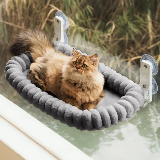 Felineau Hamac de Fenêtre pour Chat Pliable avec Ventouses Renforcées et Housse Réversible