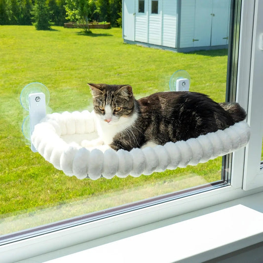 Felineau Hamac de Fenêtre pour Chat Pliable avec Ventouses Renforcées et Housse Réversible