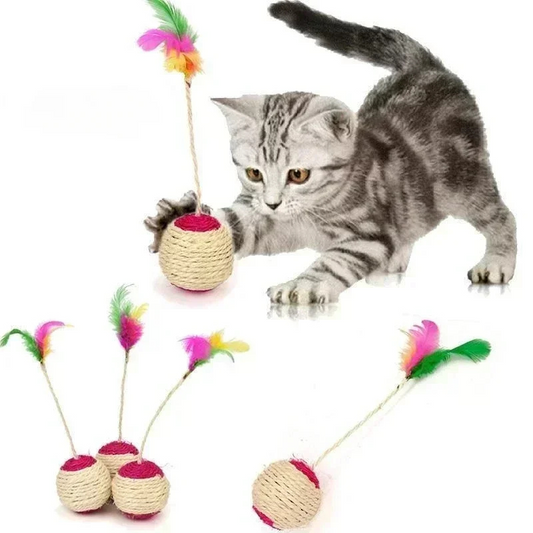 Felineau Balles Sisal avec Plumes pour Chat - Lot de 5