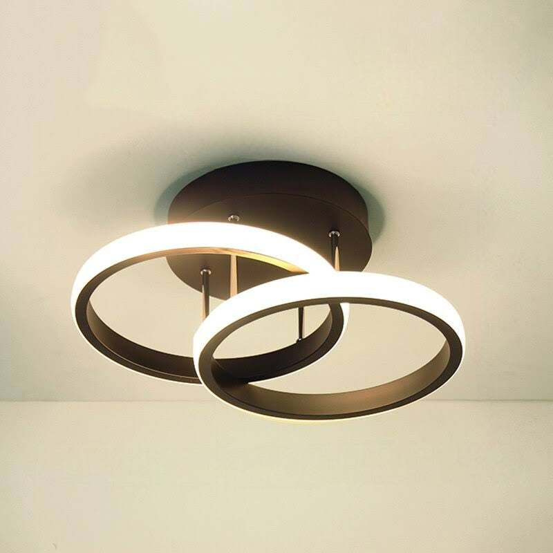 Plafonnier LED à trois anneaux et trois teintes lumineuses