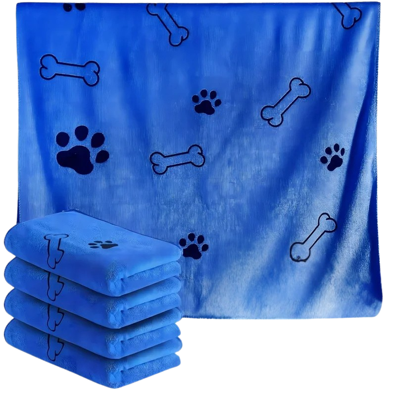 Felineau Serviette de Séchage à Poches pour Chien - Lot de 4