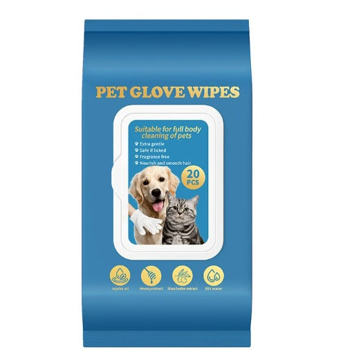 Lot de vingt gants nettoyants pour animaux, 25 × 15 cm