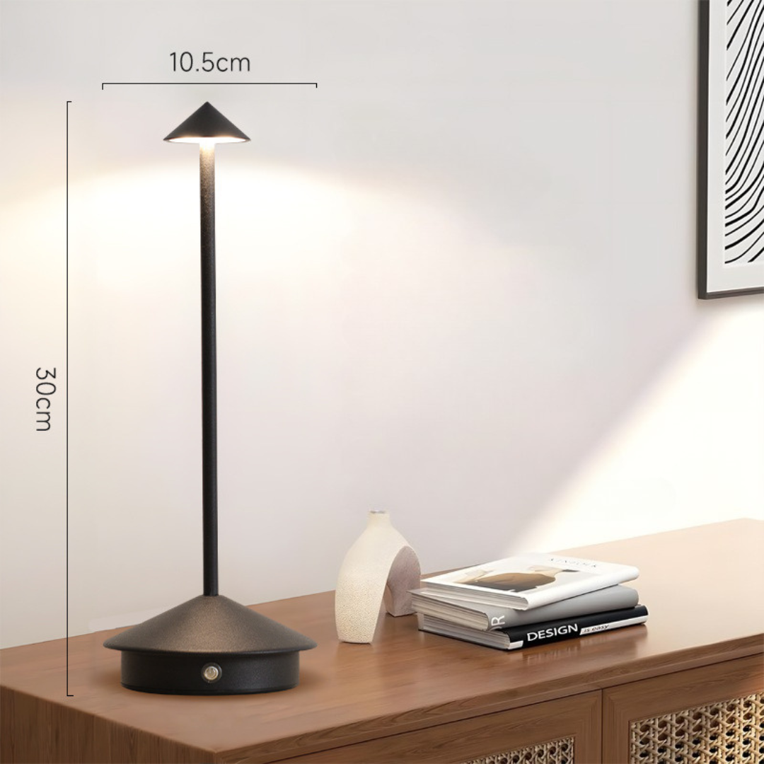 Lampe de table LED sans fil rechargeable à abat-jour conique