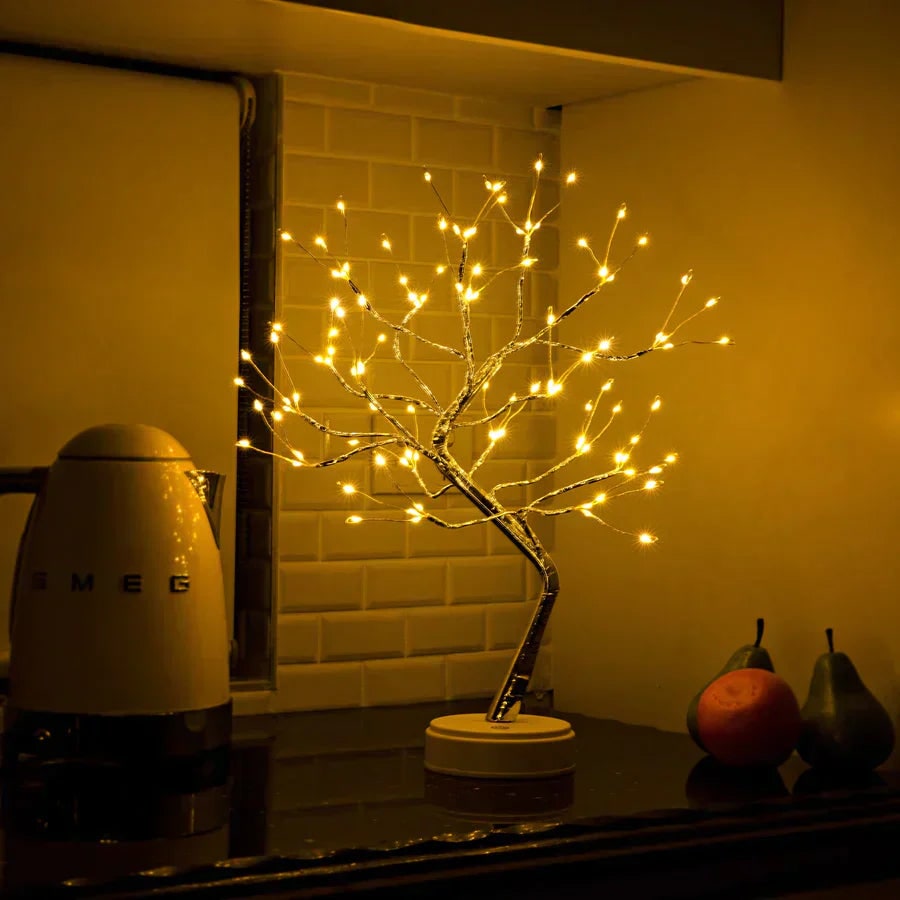 Lampe bonsaï à branches flexibles et micro-LED chaudes