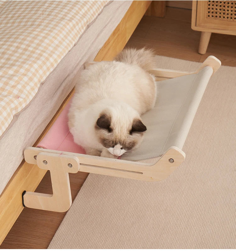 Felineau Hamac en Bois pour Chat | Perchoir Mural Suspendu Confort Premium