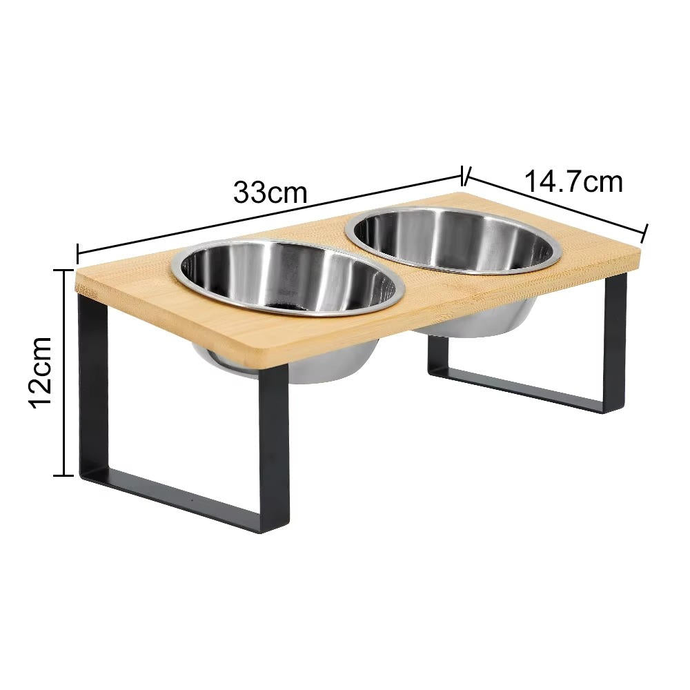 Felineau Gamelle Surélevée pour Chat — Double Bol Inox Incliné 15°