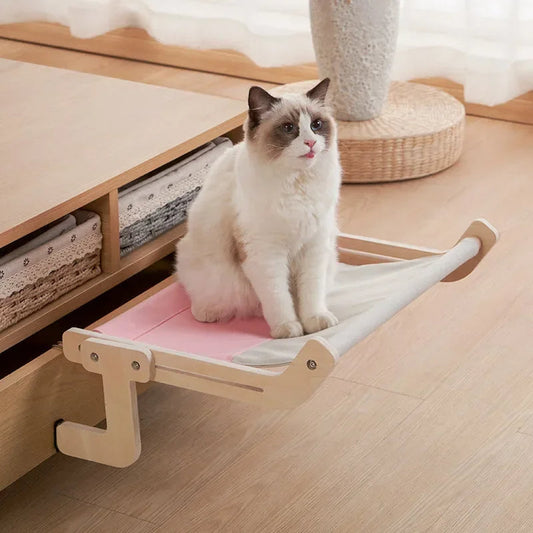 Felineau Hamac en Bois pour Chat | Perchoir Mural Suspendu Confort Premium