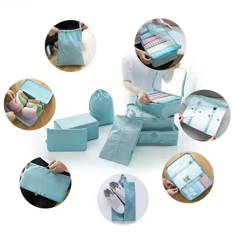 Lot de 7 sacs de rangement de valise avec pochettes chaussures et toilette