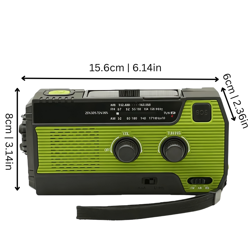 Radio portable solaire à manivelle avec lampe et fonction recharge USB