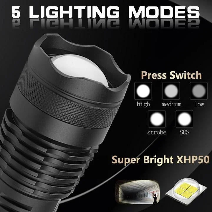 Lampe torche rechargeable à DEL XHP50.2, trois modes