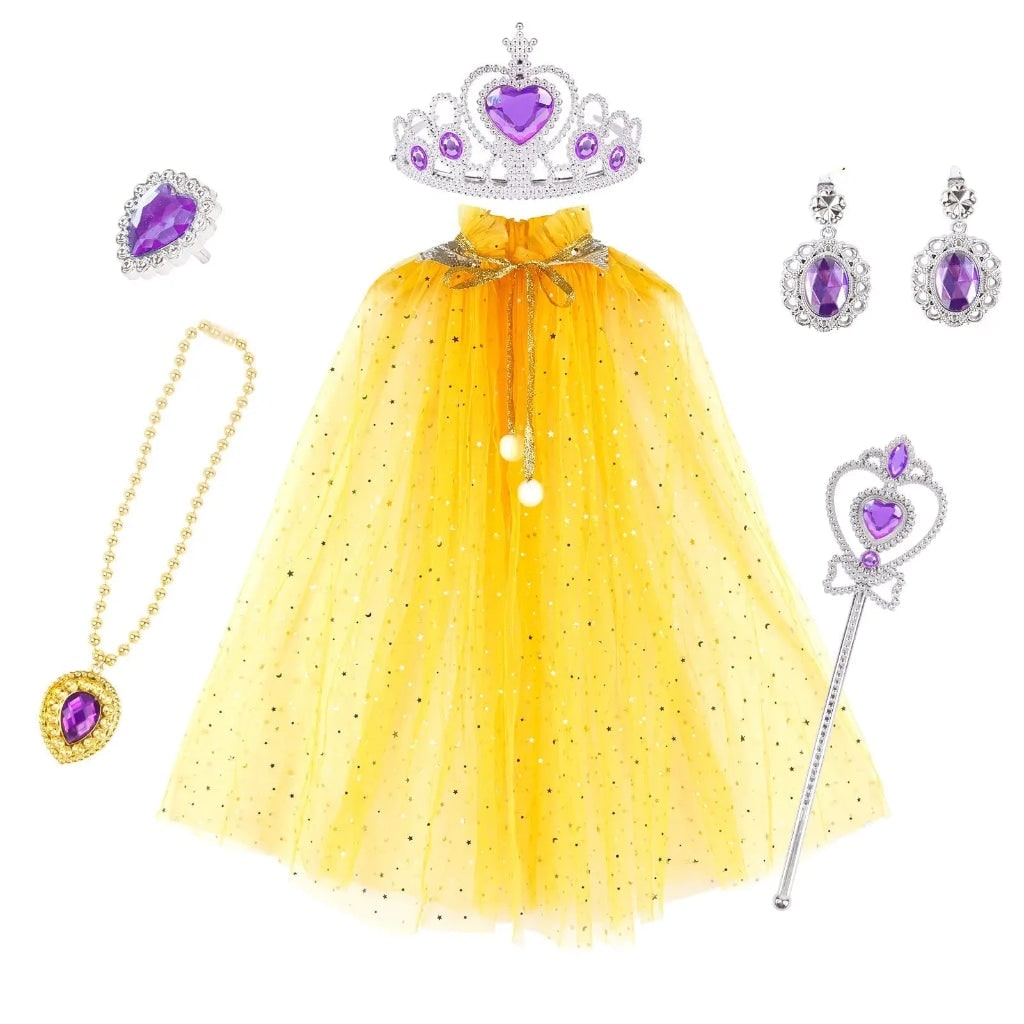 Cape de princesse enfant avec diadème et accessoires