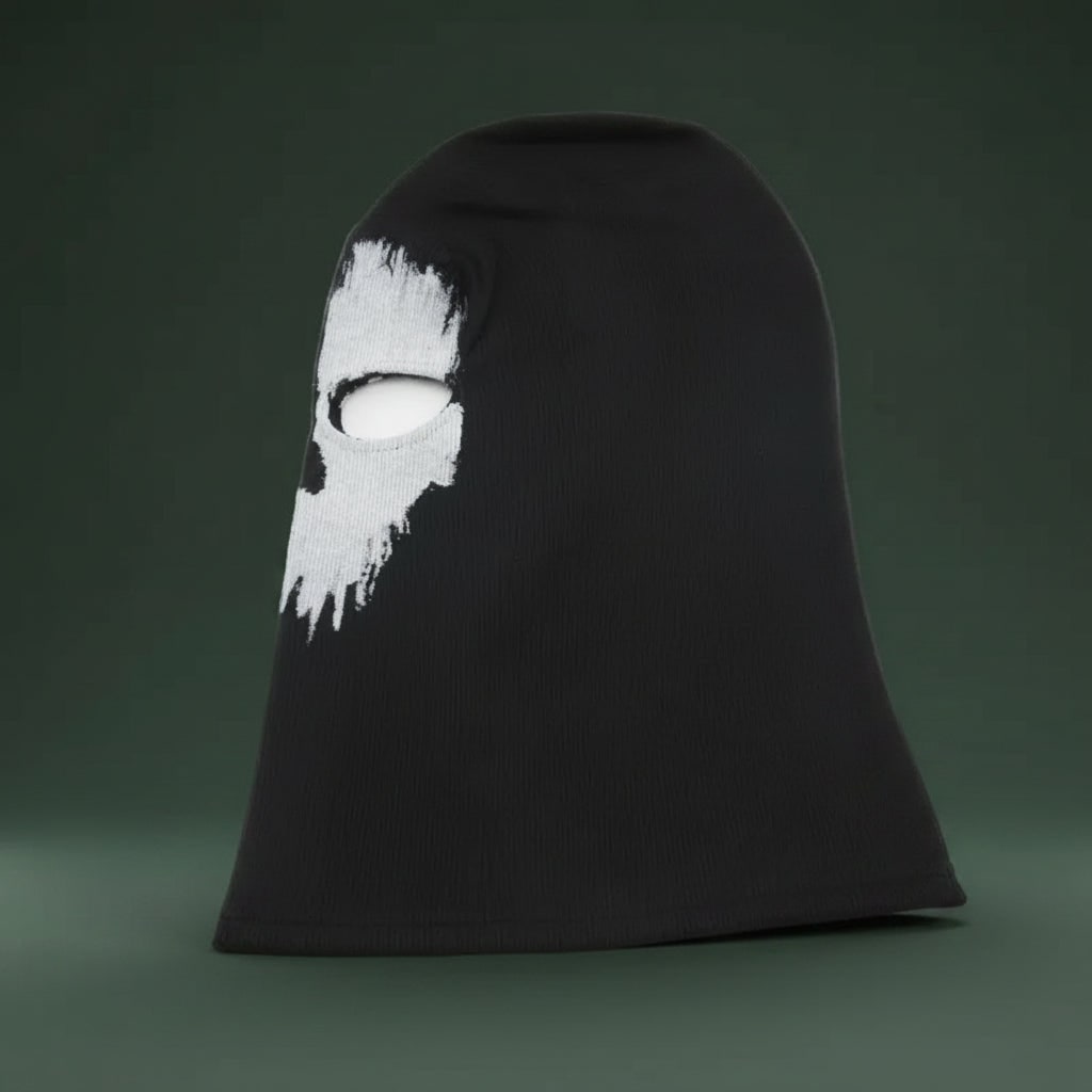 Cagoule imprimée crâne en maille extensible
