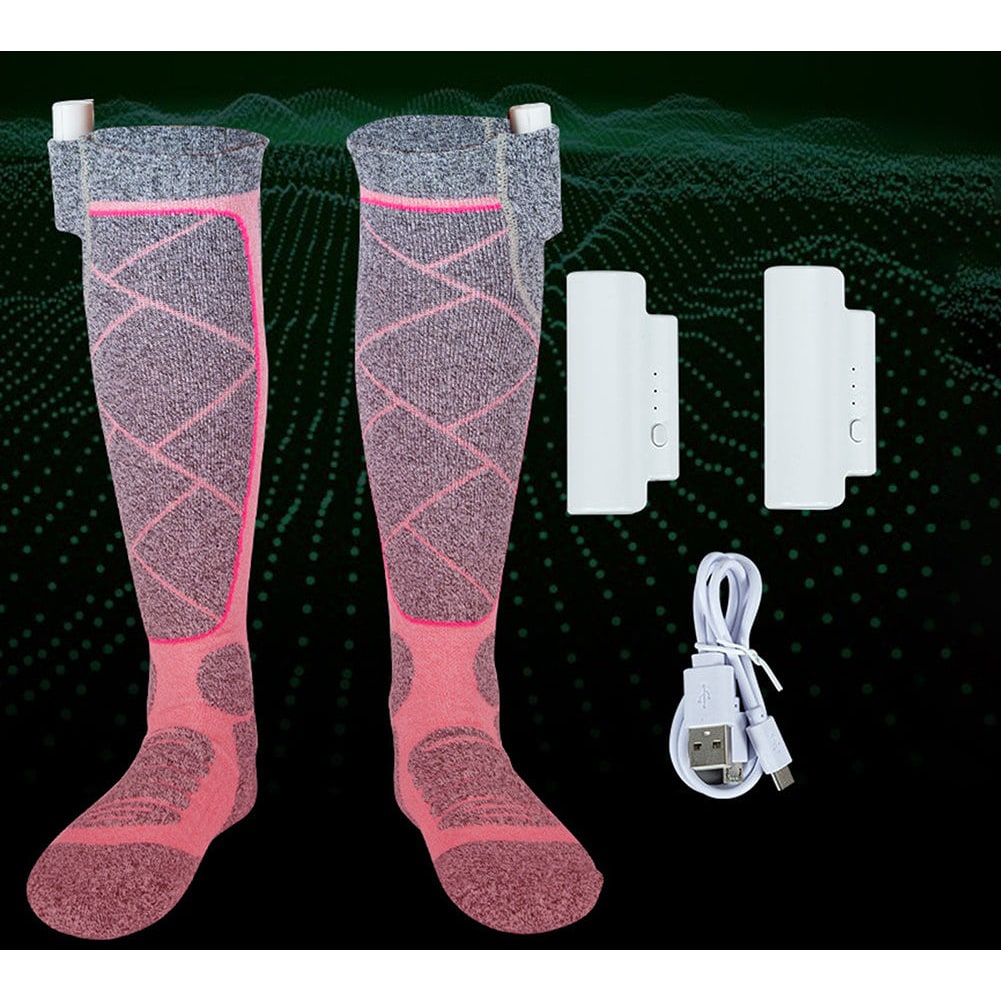 Chaussettes chauffantes montantes avec deux batteries rechargeables