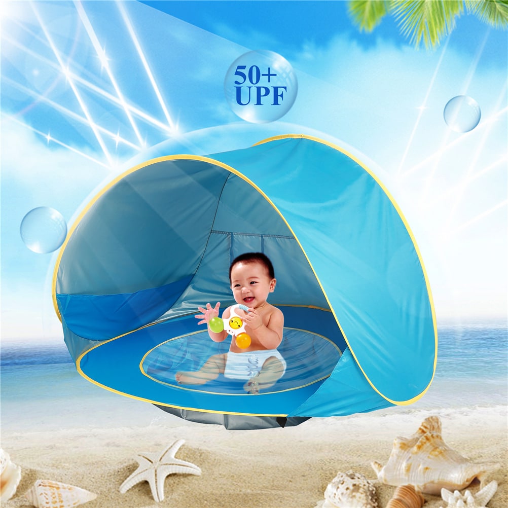 Tente de plage enfant dépliable avec poche de bassin