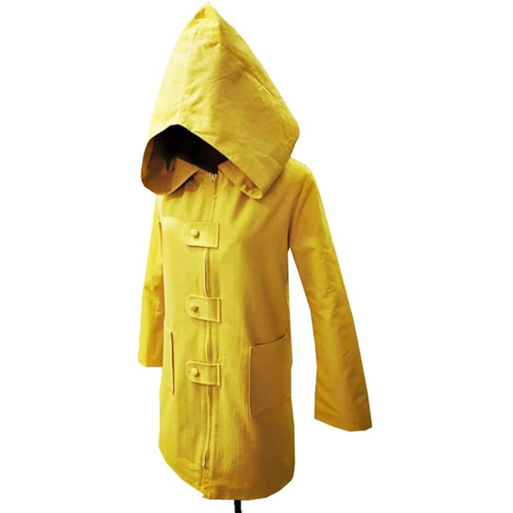 Veste de déguisement jaune à capuche et fermeture zippée