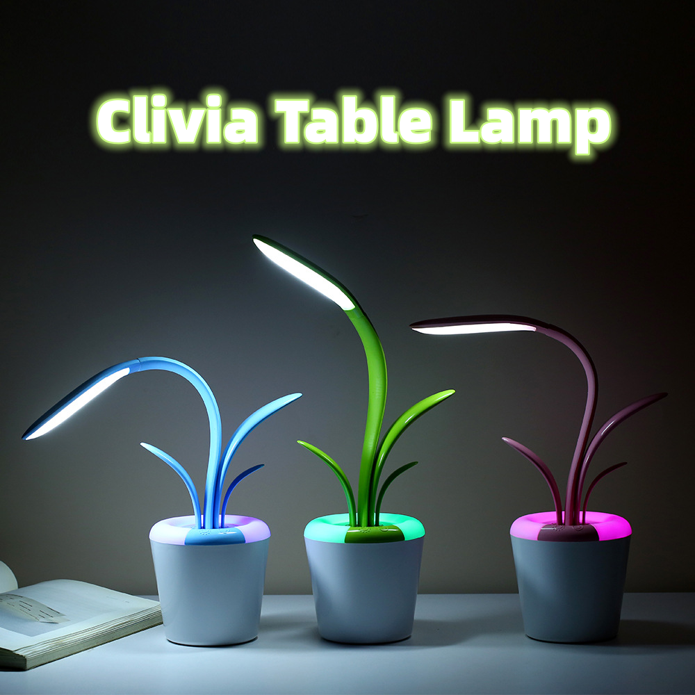 Lampe de bureau plante rechargeable à tige flexible
