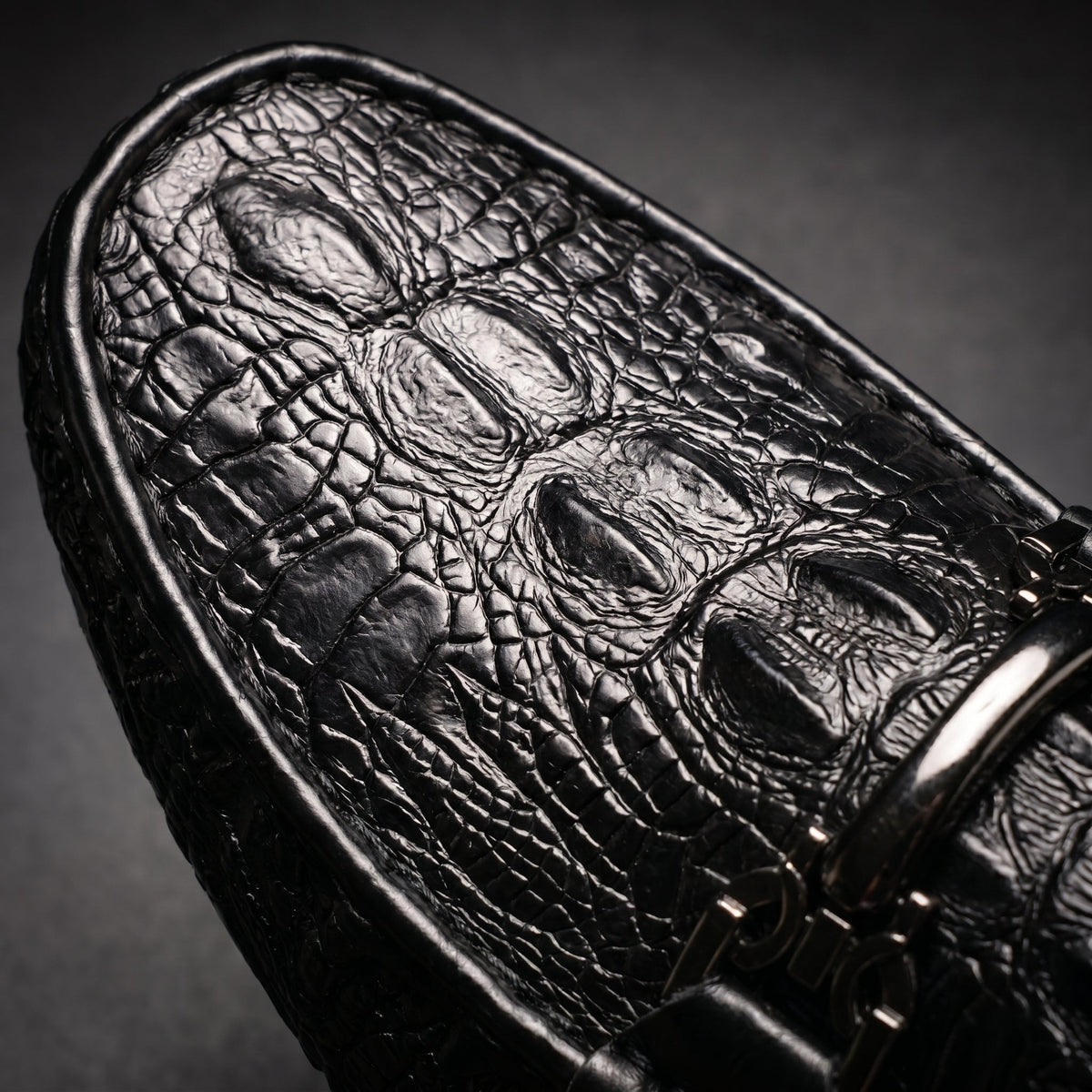 Mocassins homme en similicuir effet crocodile avec mors métallique