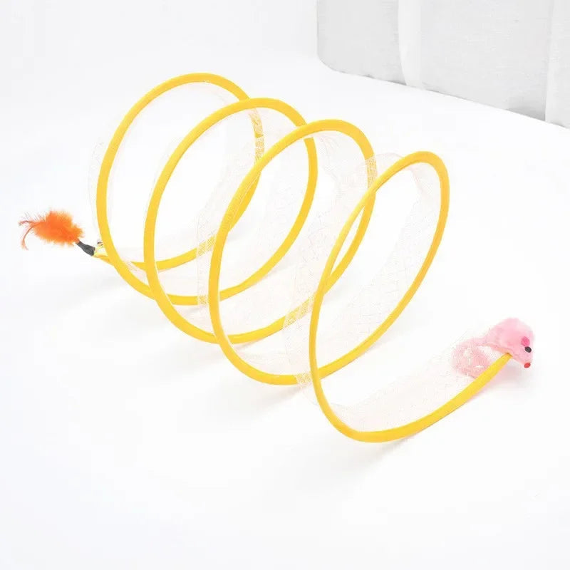 Tunnel de Jeu en S Pliable pour Chat – Jouet Interactif avec Balles et Papier Froissant, Intérieur/Extérieur