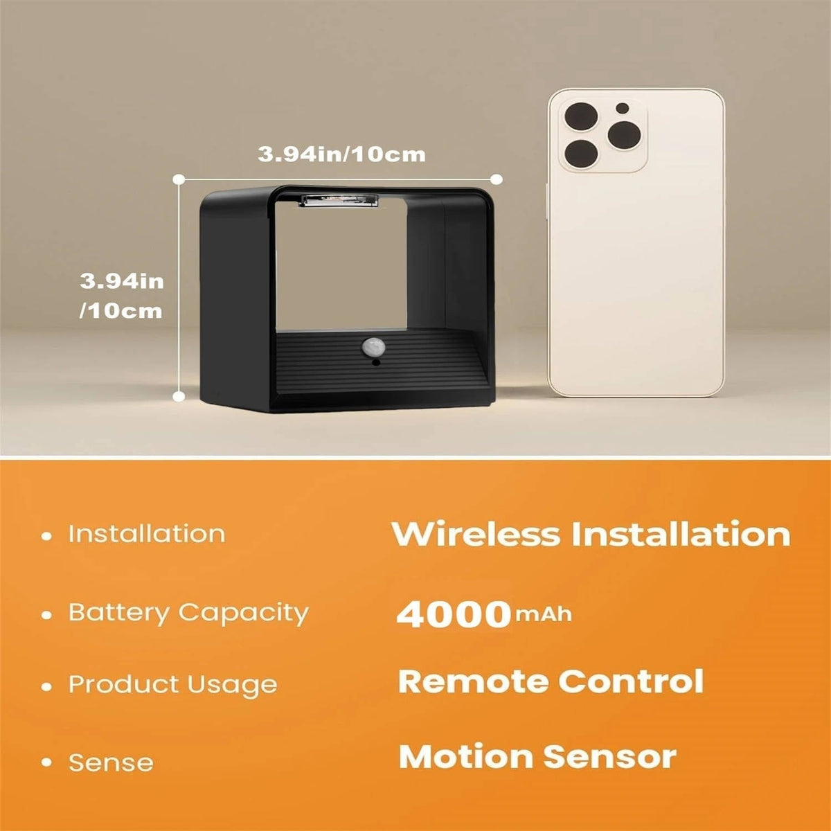 Applique rechargeable à détecteur de mouvement et télécommande