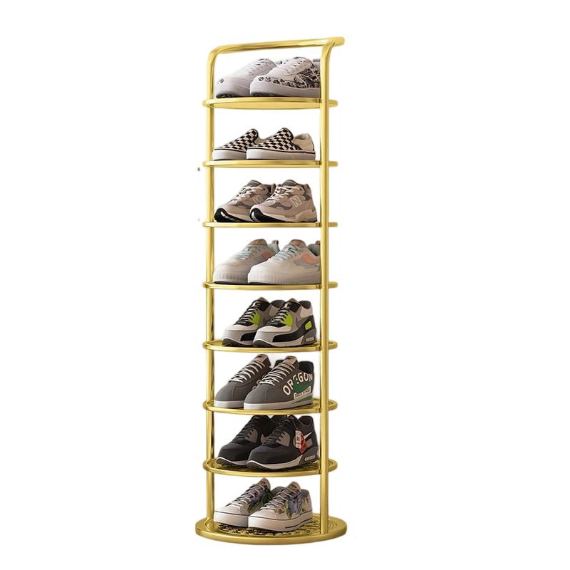Étagère à chaussures verticale en métal à plateaux ronds