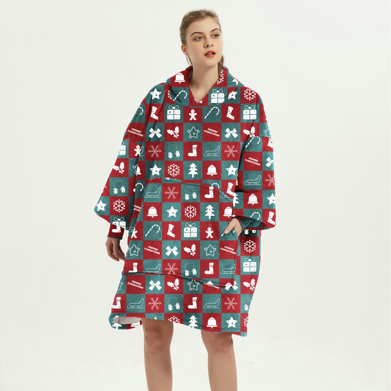 Couverture à capuche ample avec doublure polaire effet mouton