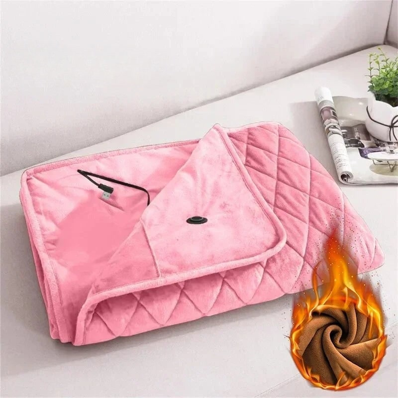 Couverture chauffante USB en polaire avec fermeture à pressions