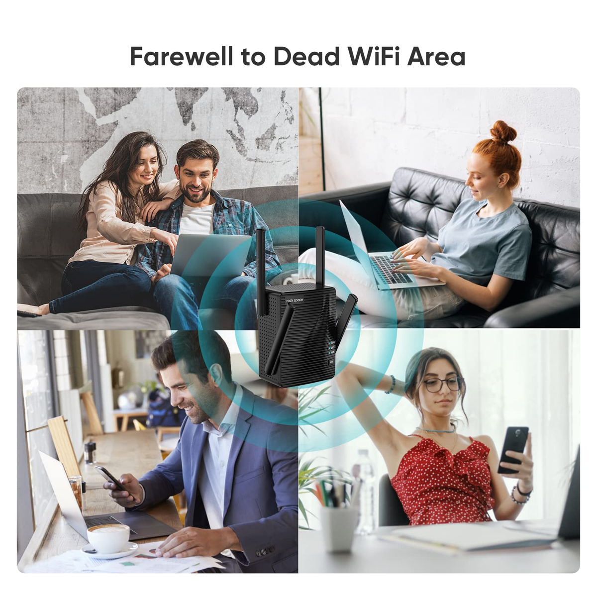 Répéteur Wi-Fi à quatre antennes avec bouton WPS
