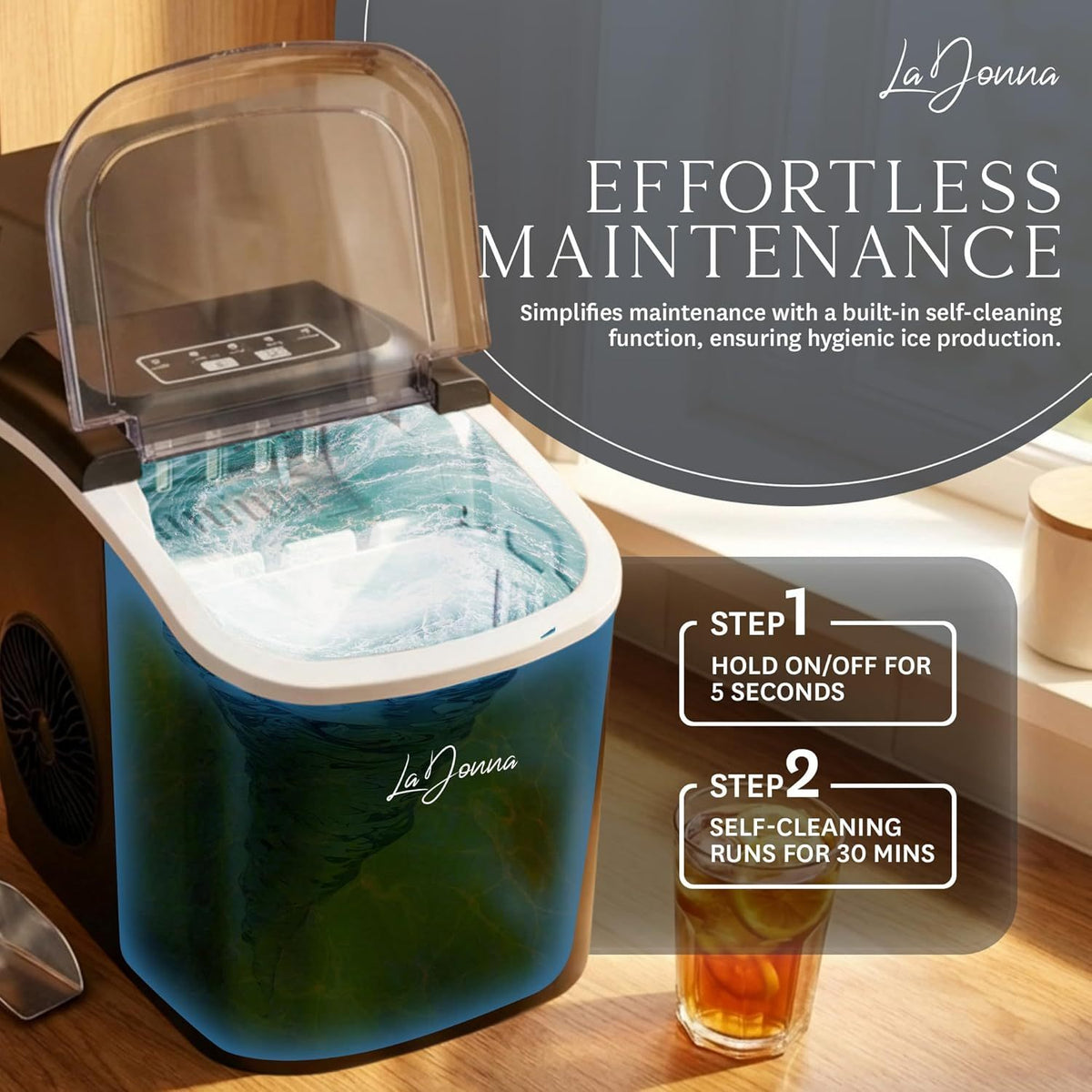 Machine à glaçons de comptoir avec deux tailles de glace