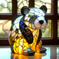 Lampe de table animale à effet vitrail, alimentation USB