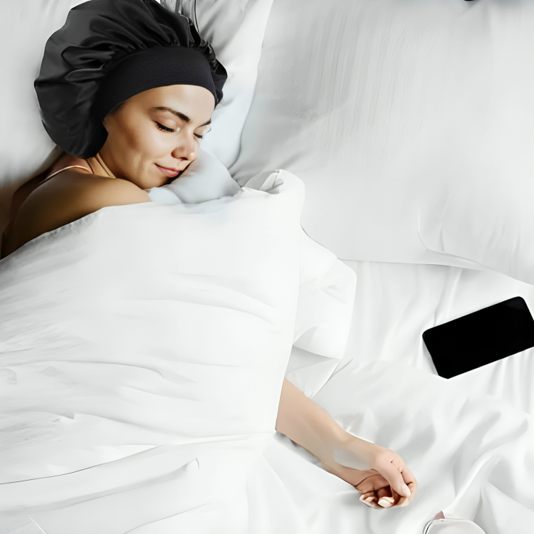 Lot de 2 bonnets de nuit en satin à bande élastique