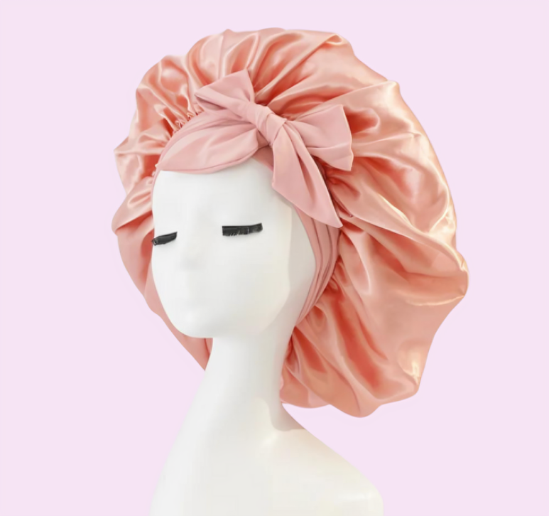 Lot de 2 bonnets de nuit en satin à bande élastique