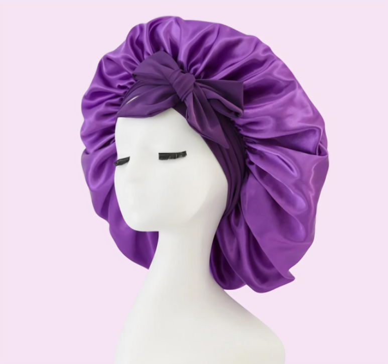 Lot de 2 bonnets de nuit en satin à bande élastique