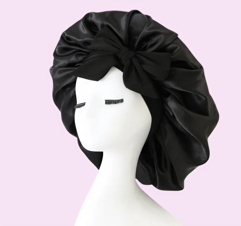 Lot de 2 bonnets de nuit en satin à bande élastique