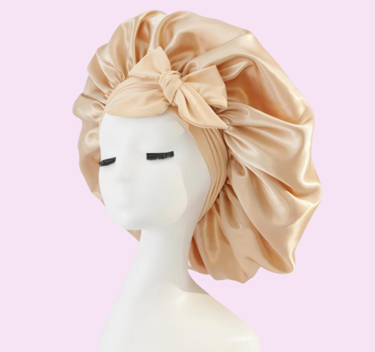Lot de 2 bonnets de nuit en satin à bande élastique