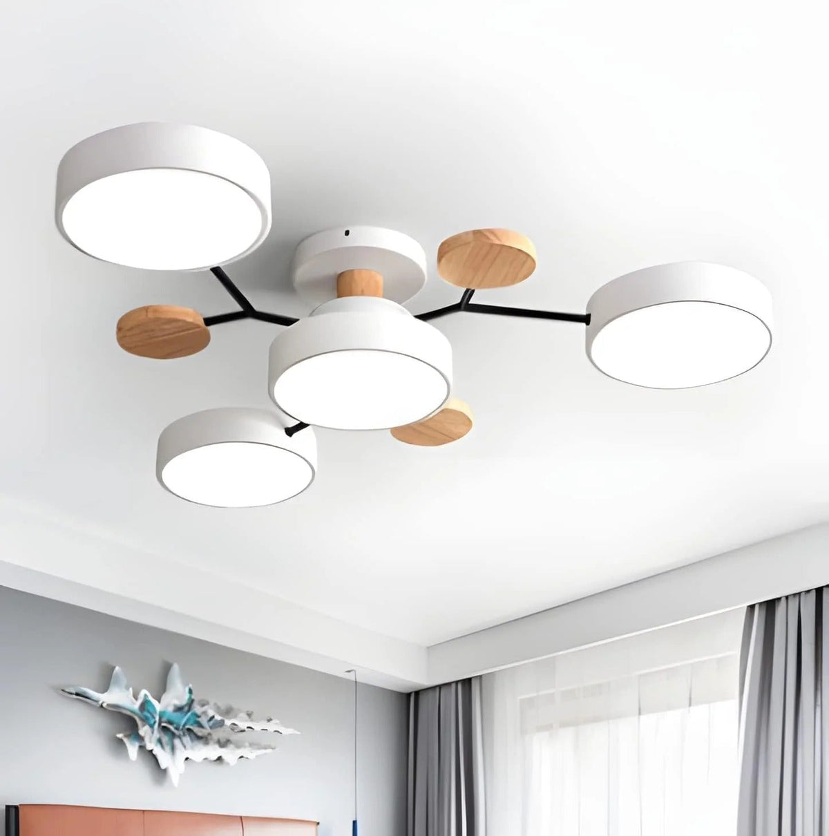 Plafonnier LED à plusieurs points lumineux en fer et acrylique