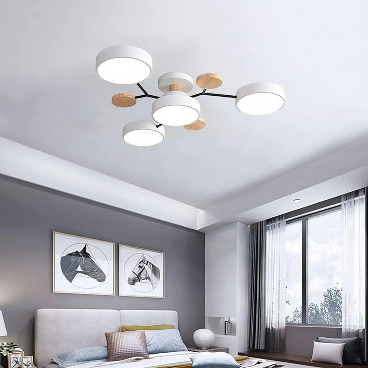 Plafonnier LED à plusieurs points lumineux en fer et acrylique