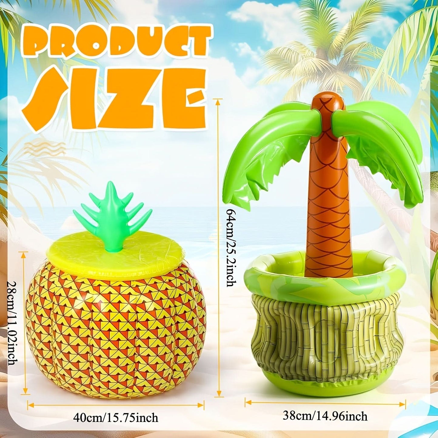 Lot de refroidisseurs de boissons gonflables ananas et palmier – image 3