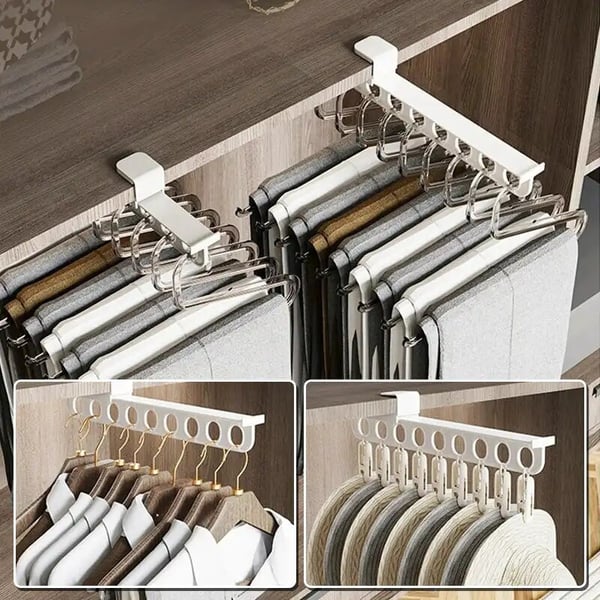 Lot de 2 rails coulissants pour penderie en aluminium et PET