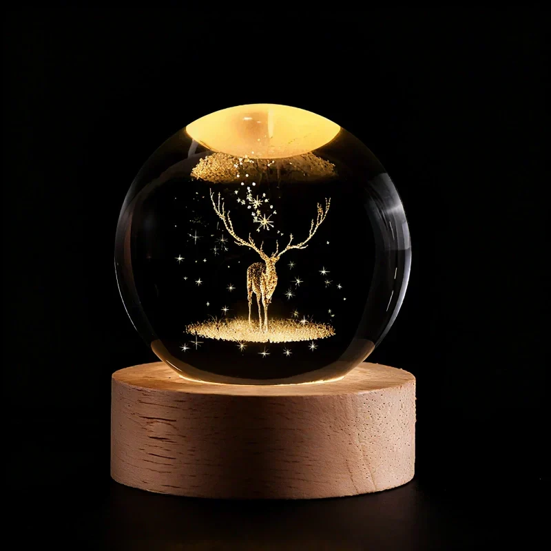 Lampe boule décorative à motif cosmique et LED chaude