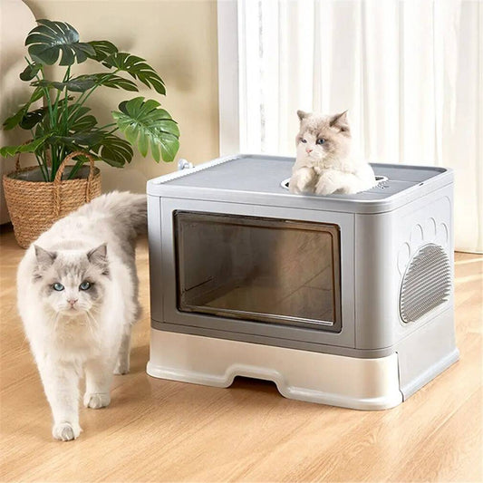 Felineau Maison de Toilette pour Chat — Double Entrée 360° Pliable