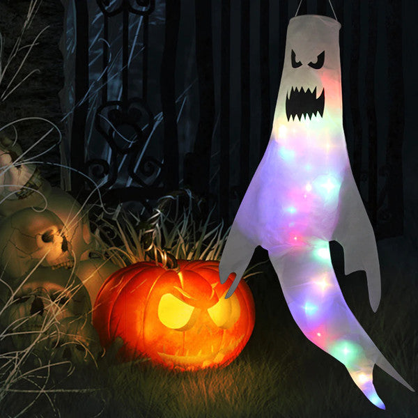 Fantôme en tissu à suspendre, avec ou sans LED, environ 120 cm
