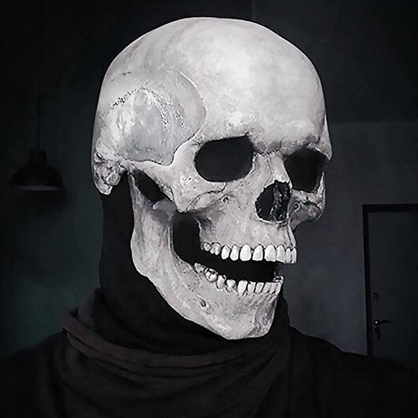 Masque de crâne en latex avec mâchoire mobile pour Halloween