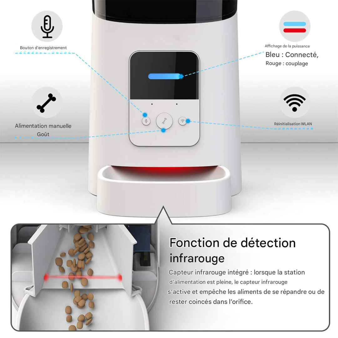 Felineau Distributeur Automatique de Croquettes avec Contrôle des Portions