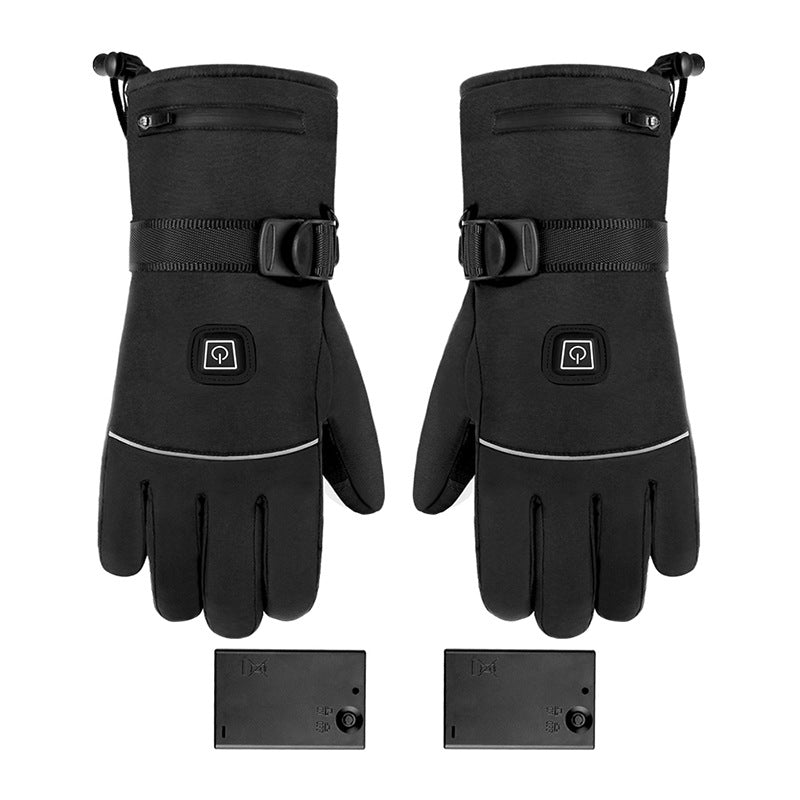 Gants chauffants noirs en nylon à alimentation au choix