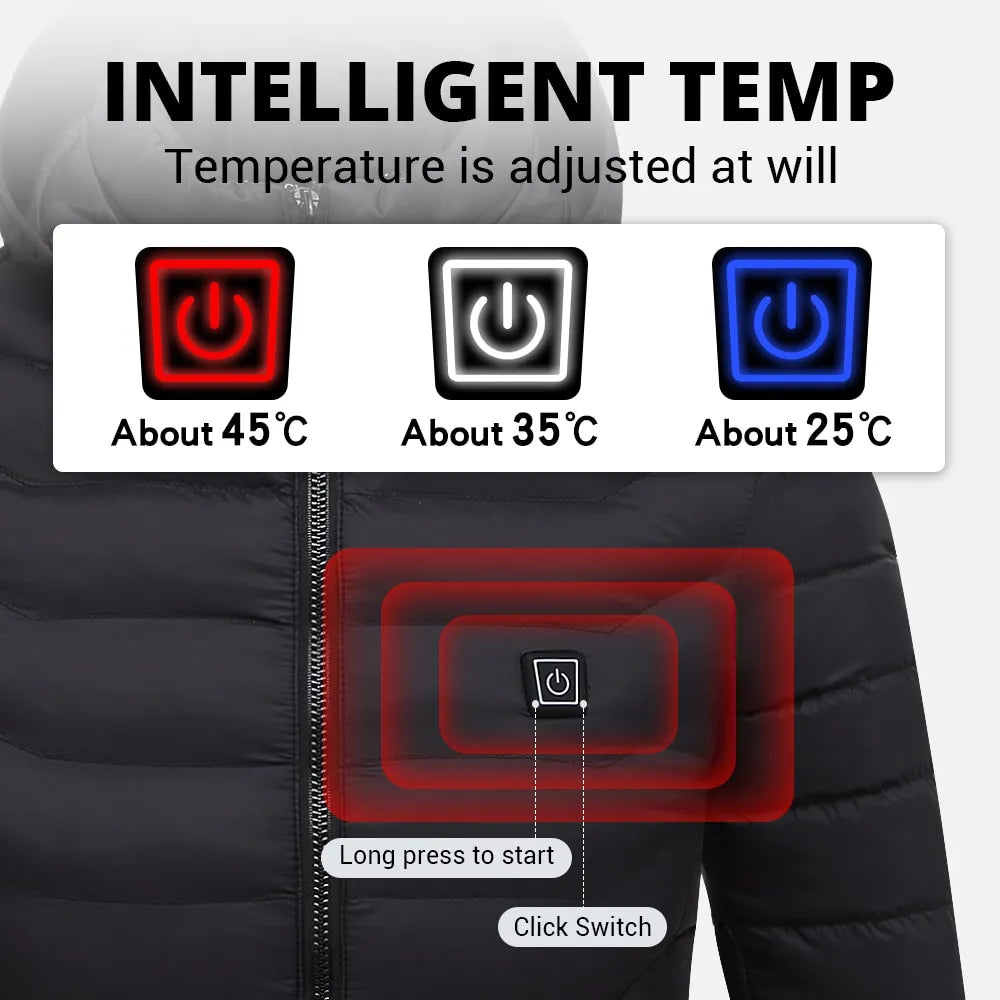 Veste chauffante unisexe à 3 niveaux, alimentation USB